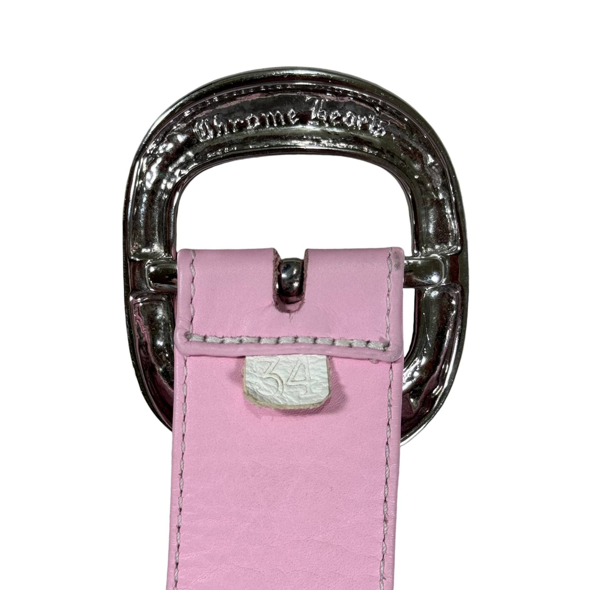 Chrome Hearts Pink Gunslinger Belt Soft Leather Silver Buckle Size 34 - 2 Thumbnail