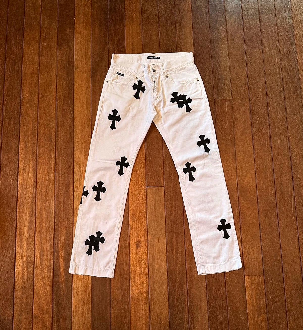 Pre-owned Chrome Hearts Dolce Gabbana Vintage Patch Denim In White