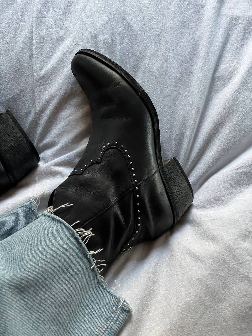 Vintage Marc Cain vintage black leather studded ankle boots Size US 10 / IT 40 - 3 Thumbnail