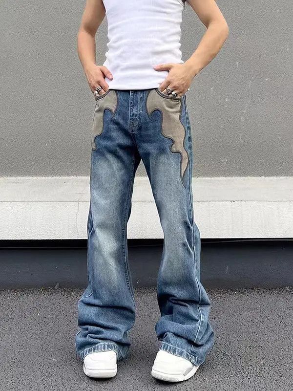 VIBE Vintage flame embroidered washed micro-flared jeans Size US 34 / EU 50 - 3 Thumbnail
