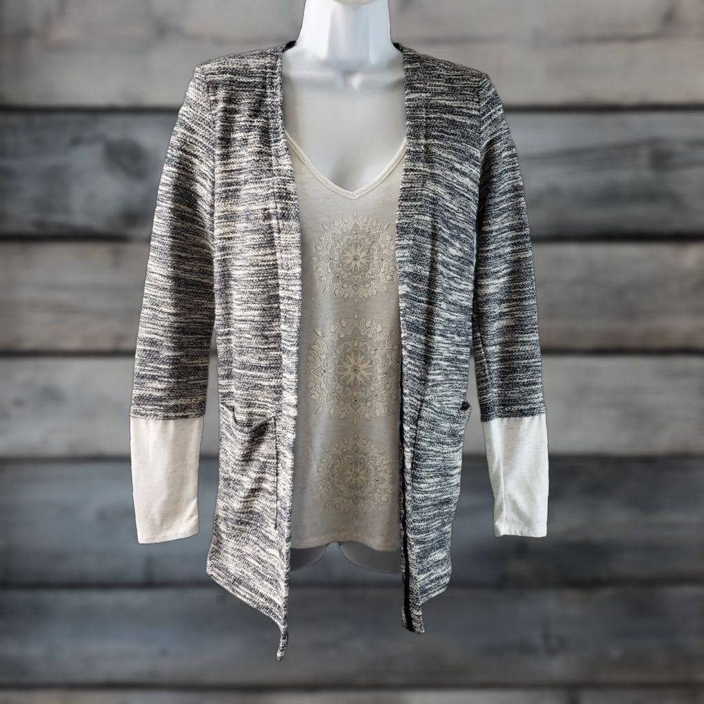 Desigual Desigual Cardigan Blouse Womens Small White Embroidered Long Sleeve Cotton Blend Top Built In Blue Accent Size S / US 4 / IT 40 - 1 Thumbnail