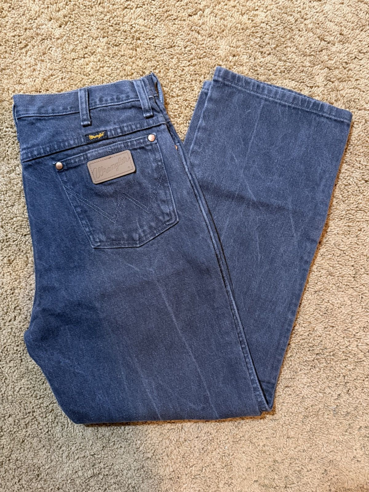 Wrangler Vintage Wrangler Black Stone wash jeans boot cowboy 33 x 30 Size US 33 - 1 Thumbnail