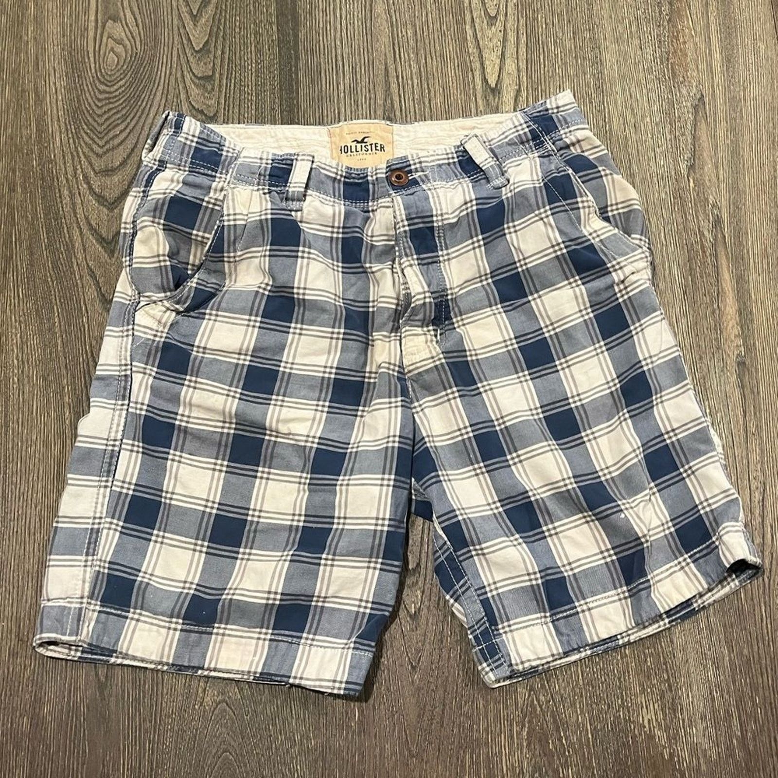 Hollister Hollister Mens Chino Shorts Plaided Mid Rise Blue White 34 Size US 34 / EU 50 - 1 Thumbnail