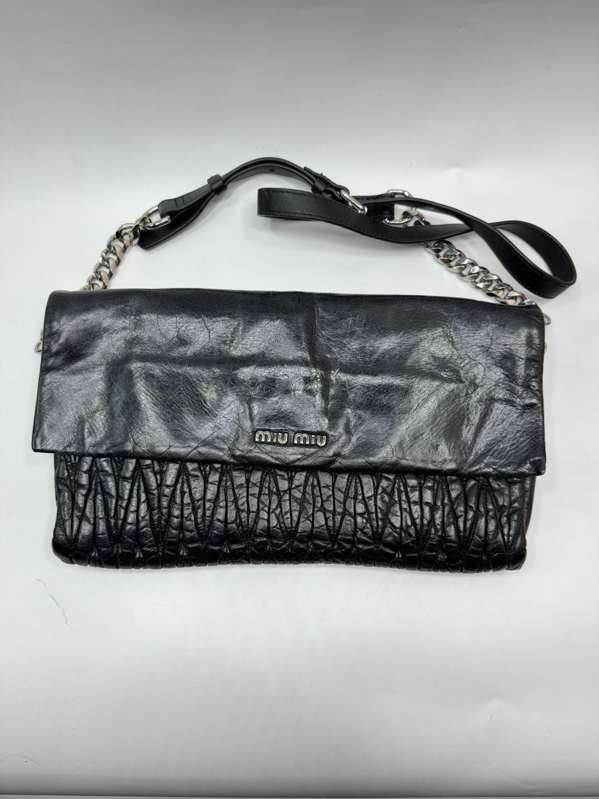 Miu Miu Miumiu - Matelasse Black Suplease Leather Bag Size ONE SIZE - 1 Thumbnail