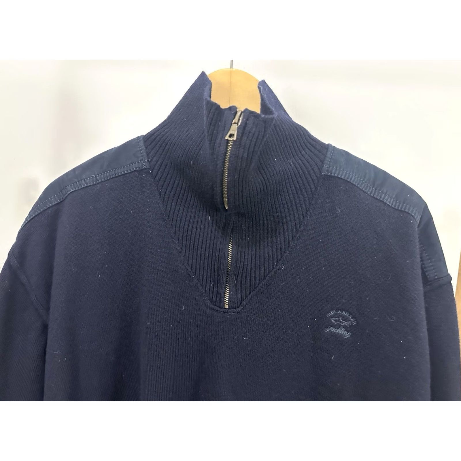 Paul & Shark Paul Shark Yachting Navy Wool 1/4 Zip Shoulder Elbow Patches Pullover XL Men Sweater Blue Leather? Size US XL / EU 56 / 4 - 4 Thumbnail