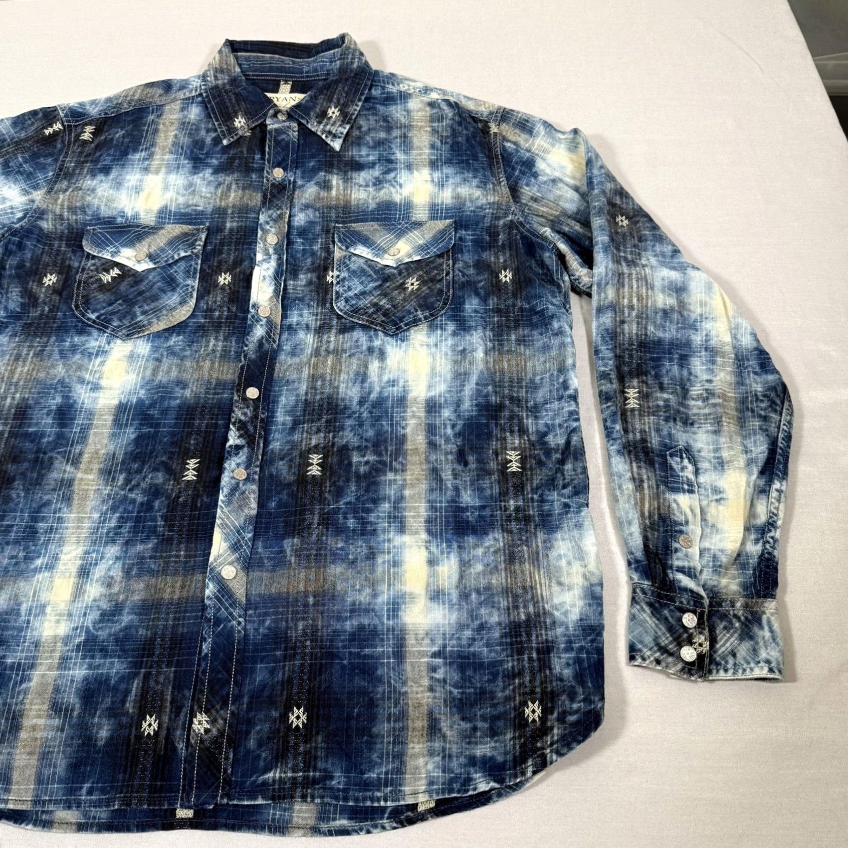 Vintage Ryan Michael Shirt Mens L Blue Plaid Western Pearl Snap Western Cowboy Work Button-Up Size US L / EU 52-54 / 3 - 4 Thumbnail