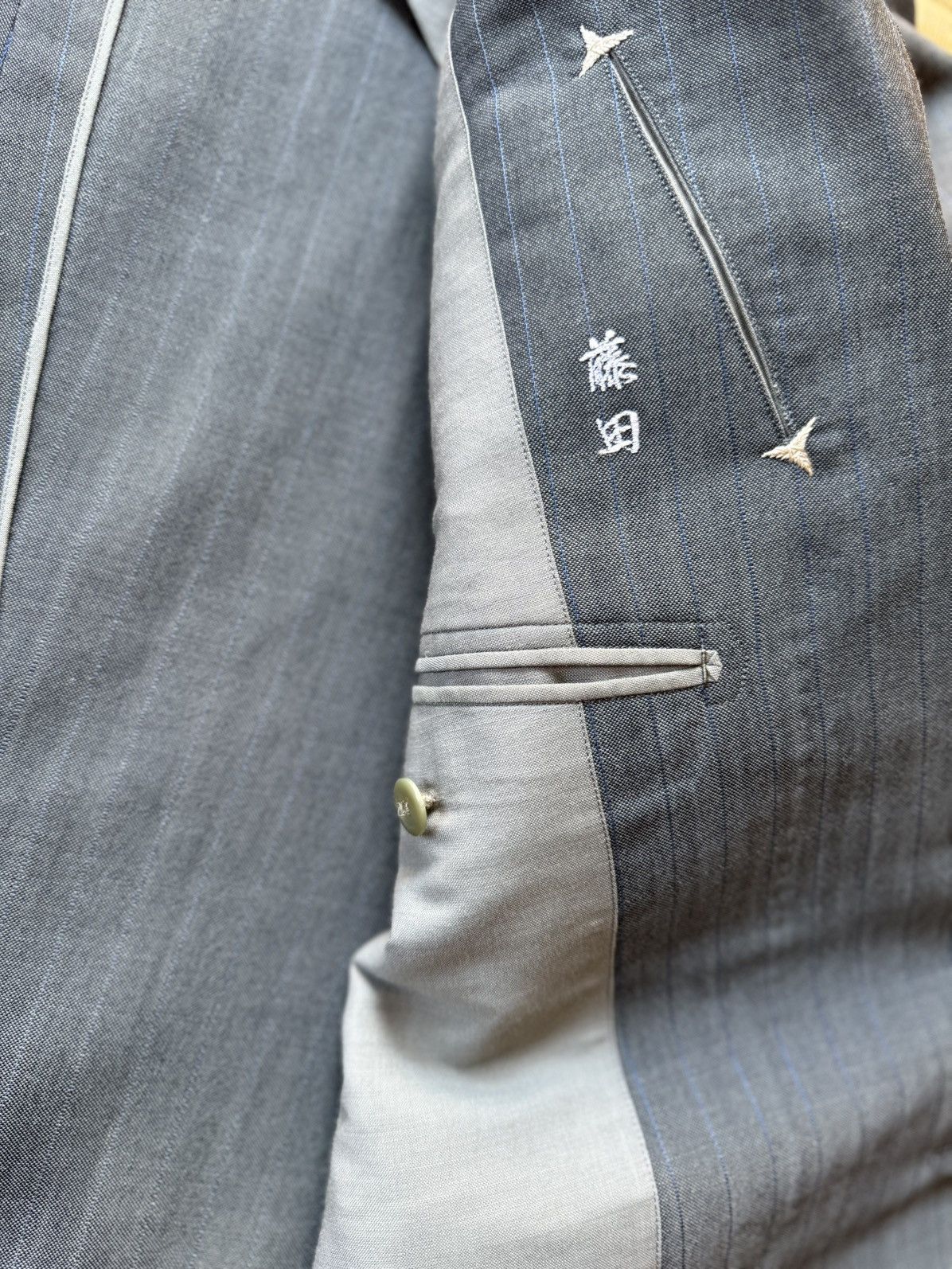 Other Summer Vintage All Wool MIYUKI KEORI Pinstripe Suit Japan Size 42R - 5 Thumbnail