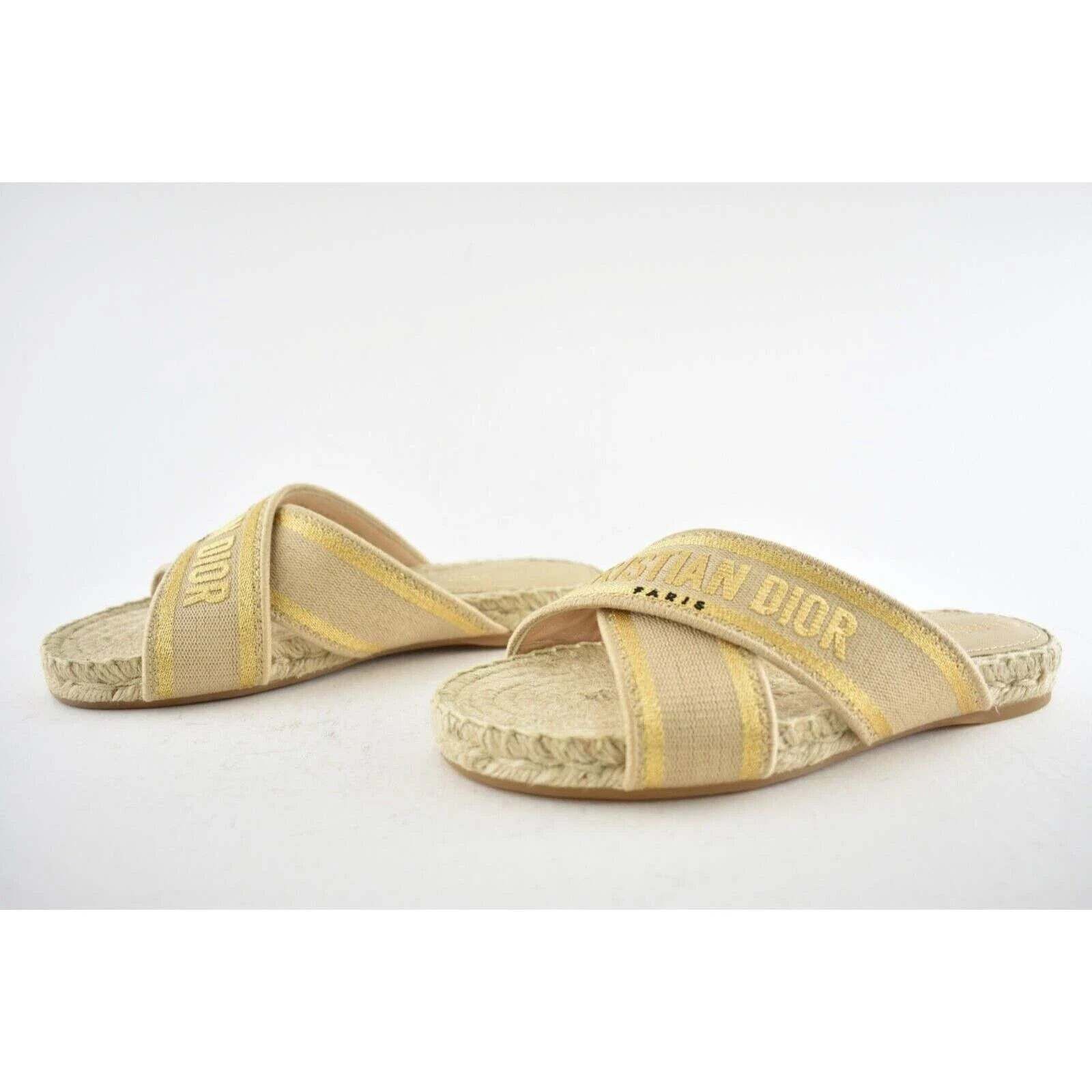 Dior Christian Dior Granville Dway Gold Beige Espadrille Size US 5 / IT 35 - 10 Thumbnail