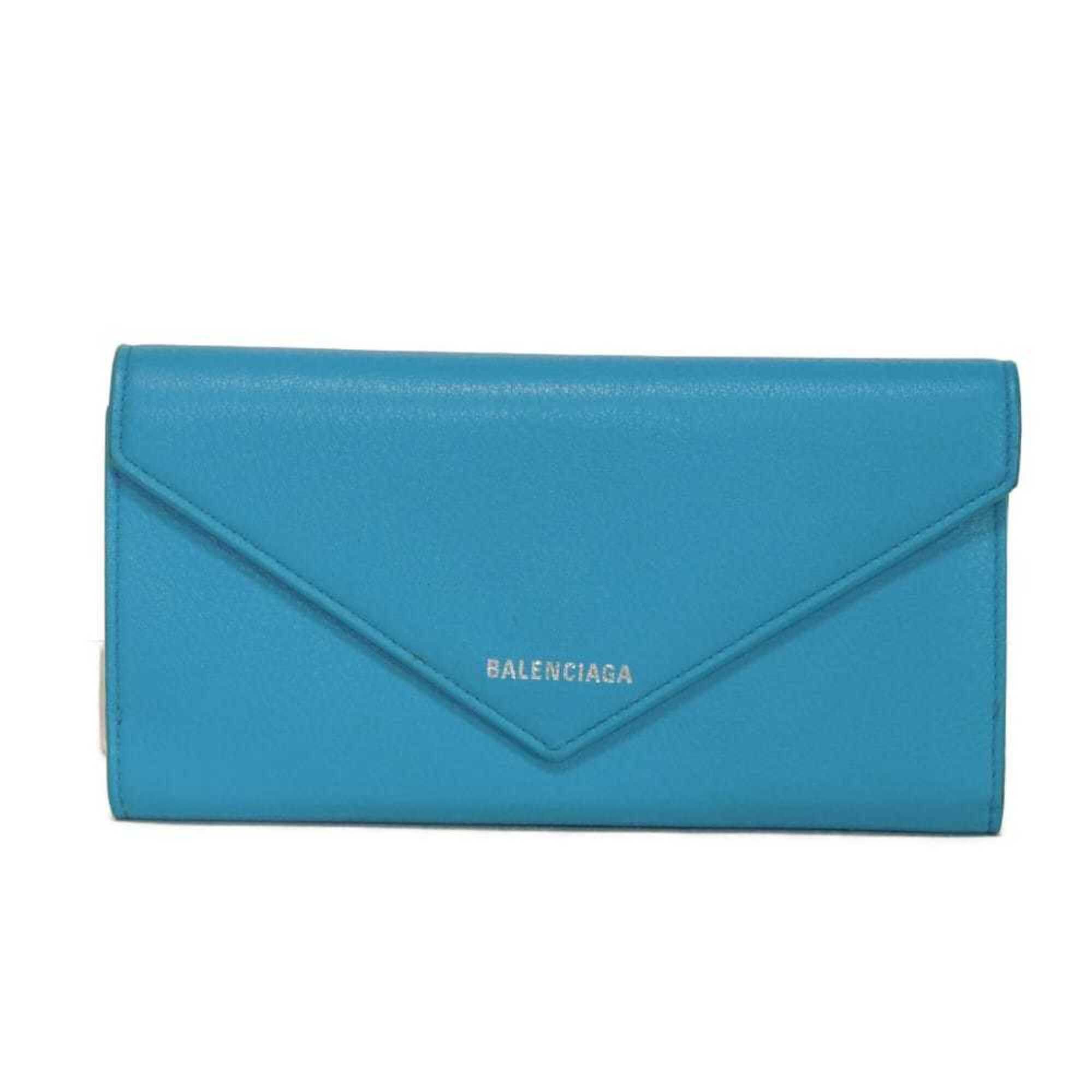 Balenciaga Balenciaga Paper Thin Money Slim Continental Wallet, Calf Leather, New Logo, Baby Blue, 499207 DLQ0N 4804, Men's & Women's Size ONE SIZE - 1 Thumbnail