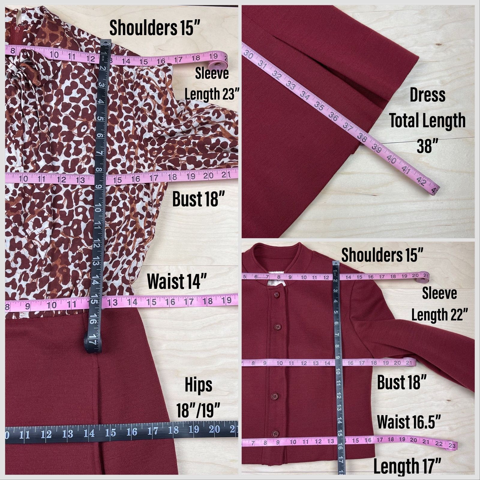 Vintage 1960s 2-Piece Jacket & Long Sleeve Animal Print Dress Size S / US 4 / IT 40 - 7 Thumbnail