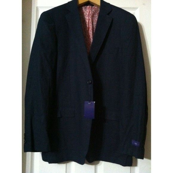 image of Alan Flusser Men's New Blue Linen Blend Jacket Blazer Size:m (Size Medium)