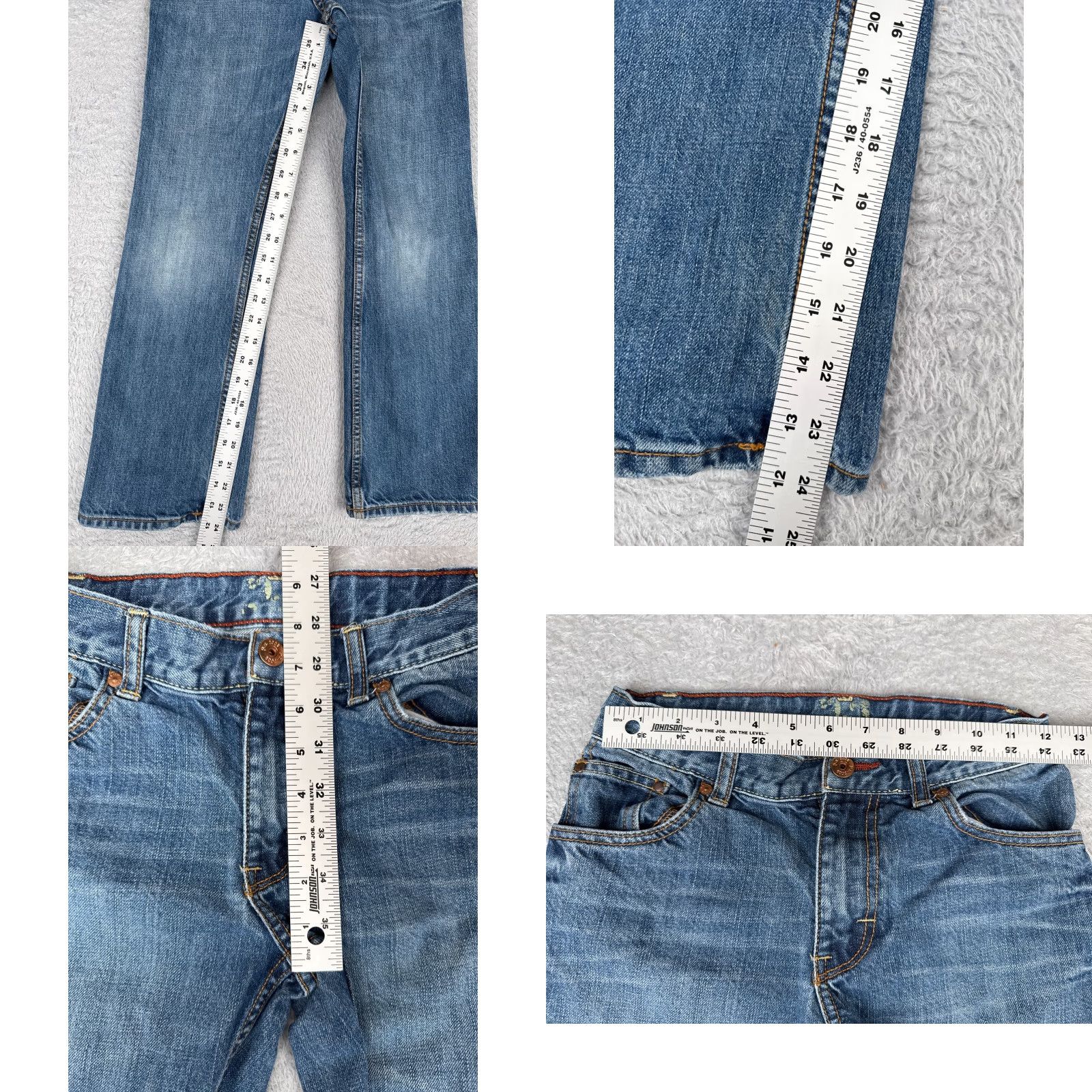 Vintage Aéropostale Jeans Womens Bootcut Denim 24x24 Blue 100% Cotton Low Rise 24in Inseam Distressed Elastic Waist Stretch Slim Regular Mens Womens Size 42" / US 20 - 8 Thumbnail