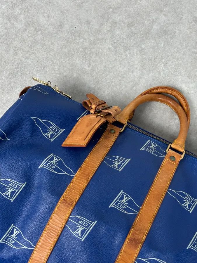Louis Vuitton 1992 Louis Vuitton LV Cup Falgs Keepall 45 Blue Regatta Blue Leather Travel Bag Size ONE SIZE - 9 Thumbnail