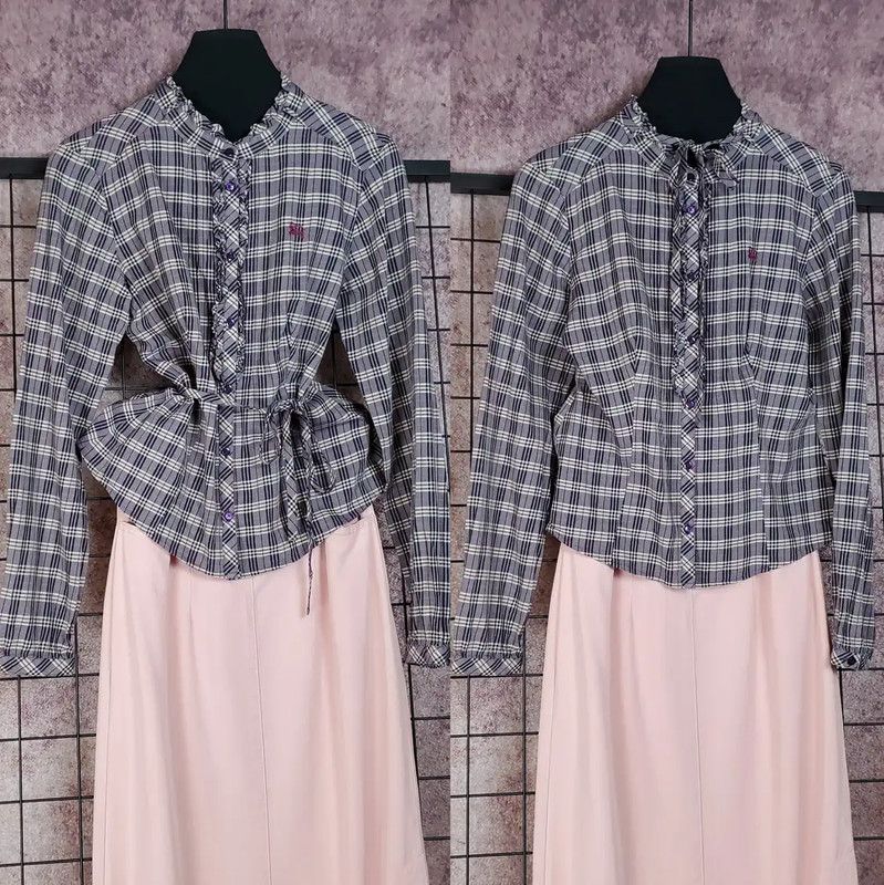 Burberry Burberry Purple Cotton Blend Embroidered Logo Shirt Size S / US 4 / IT 40 - 1 Thumbnail