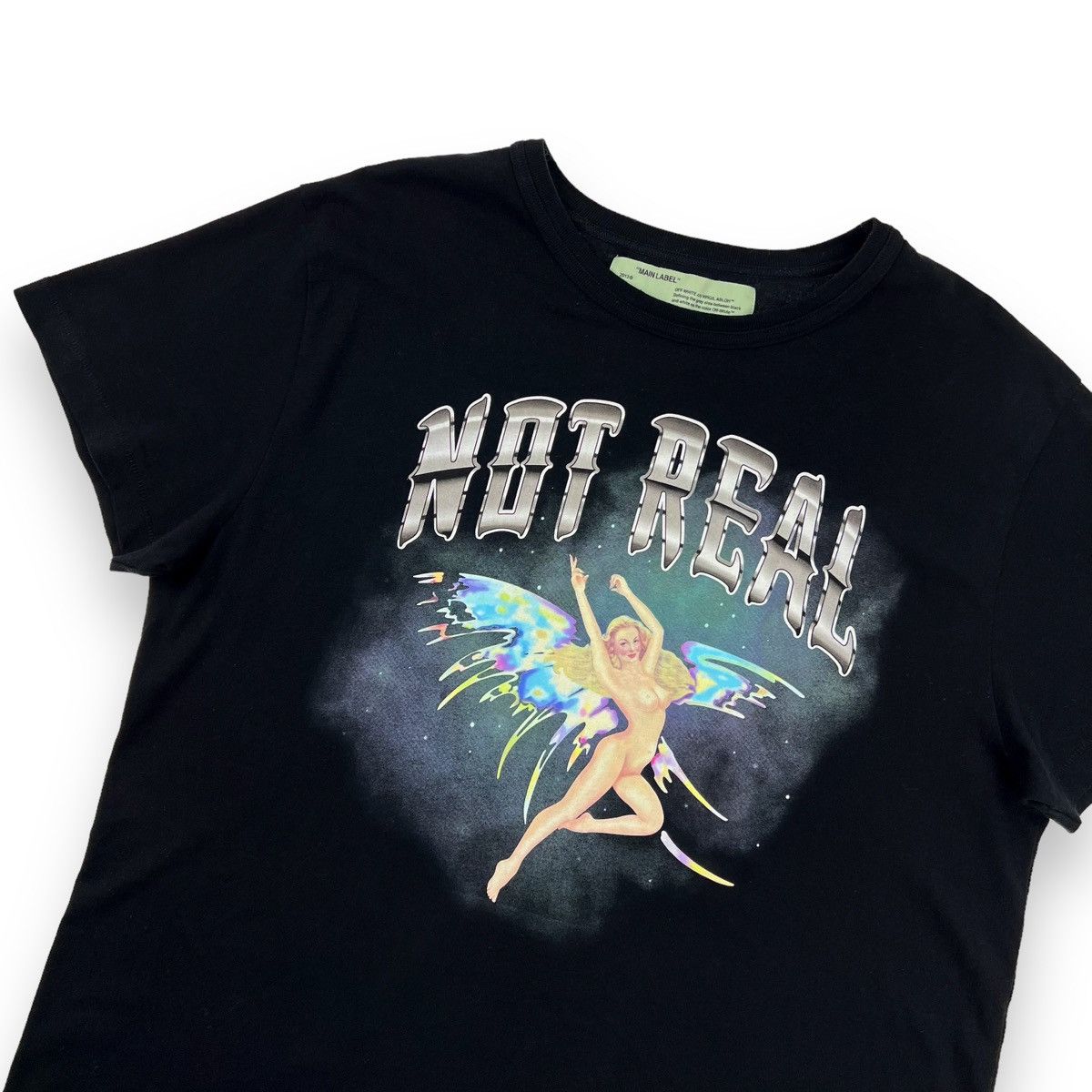image of Off White Off-White Not Real Angel T Shirt in Black, Men's (Size Medium)