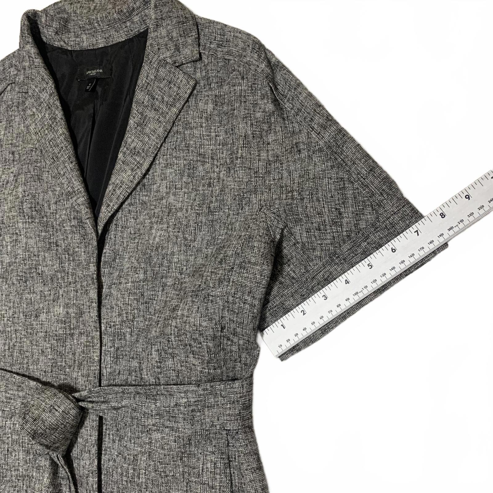 Ann Taylor Ann Taylor Women's Size 12 Gray Short Sleeve Belted Blazer Size XL / US 12-14 / IT 48-50 - 5 Thumbnail