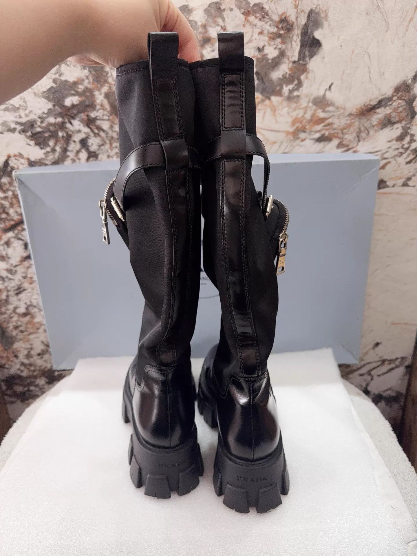 Prada Prada Nylon Tall Boots 37 98 New With Accessories Size US 6.5 / IT 36.5 - 5 Thumbnail