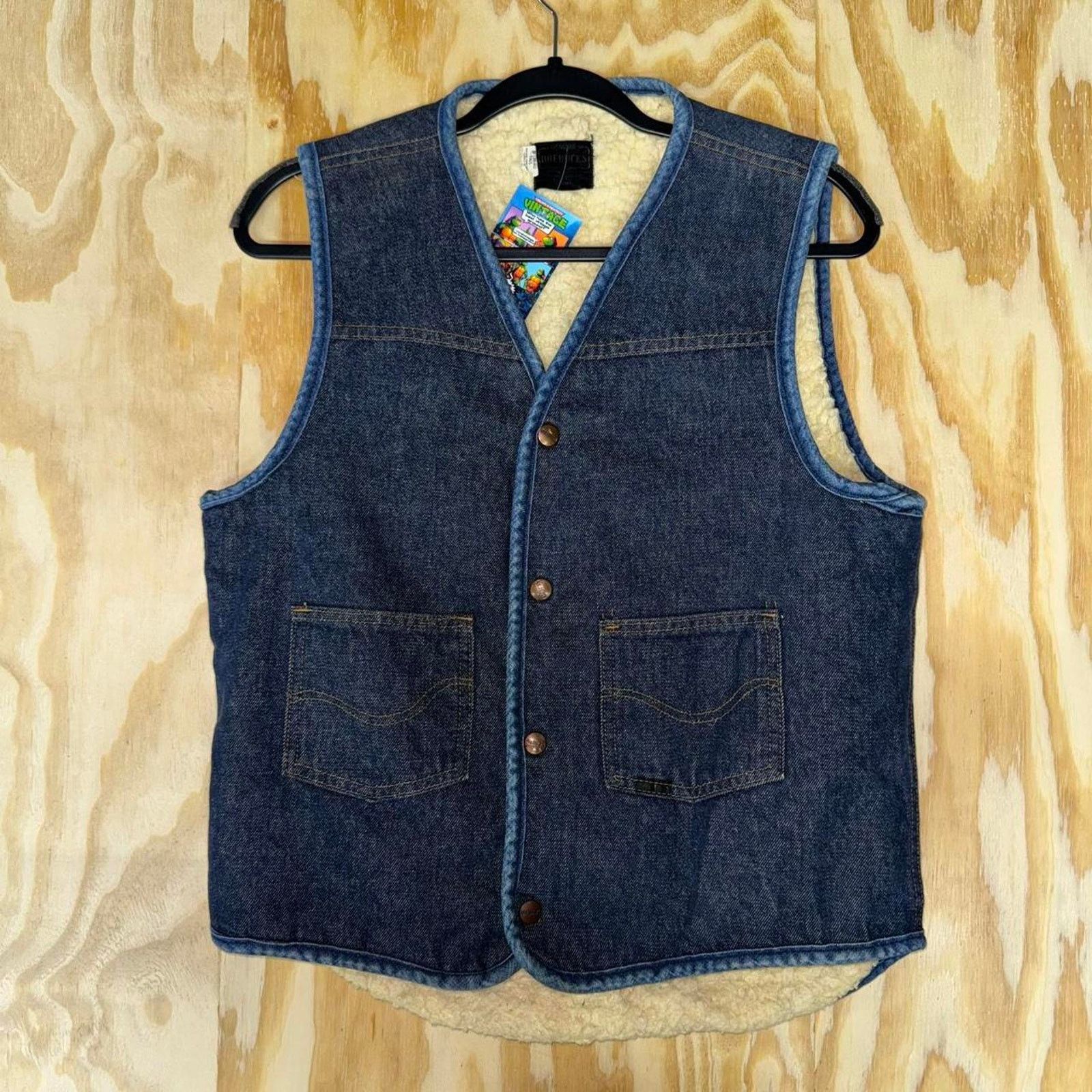 Sears Vintage 1970s genuine roebucks denim sherpa lined vest Size US M / EU 48-50 / 2 - 1 Thumbnail