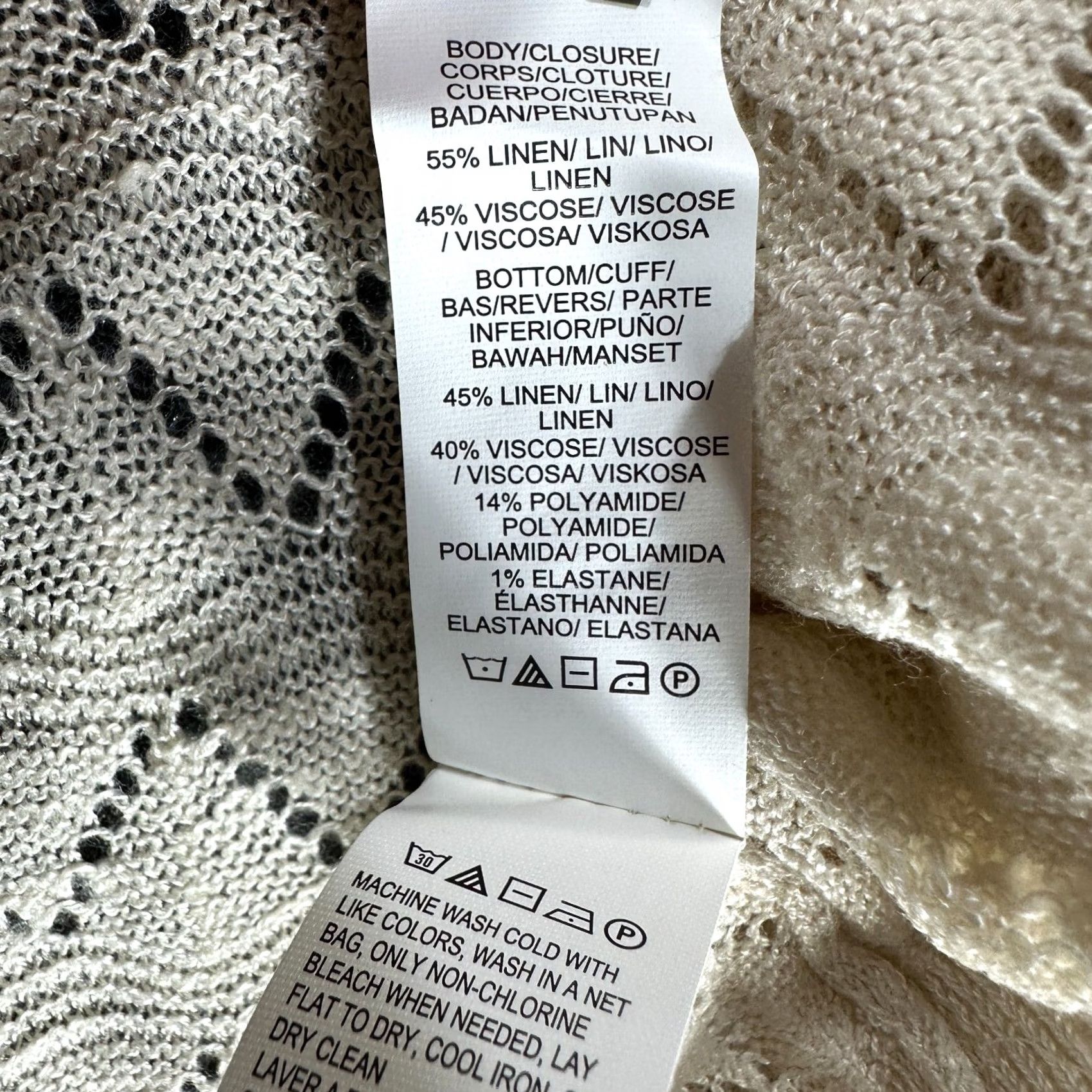 Lucky Brand Lucky Brand Cardigan Sweater Womens Small Open Knit 3/4 Sleeve Beige Linen Blend V-Neck Summer Fall Winter Size S / US 4 / IT 40 - 7 Thumbnail