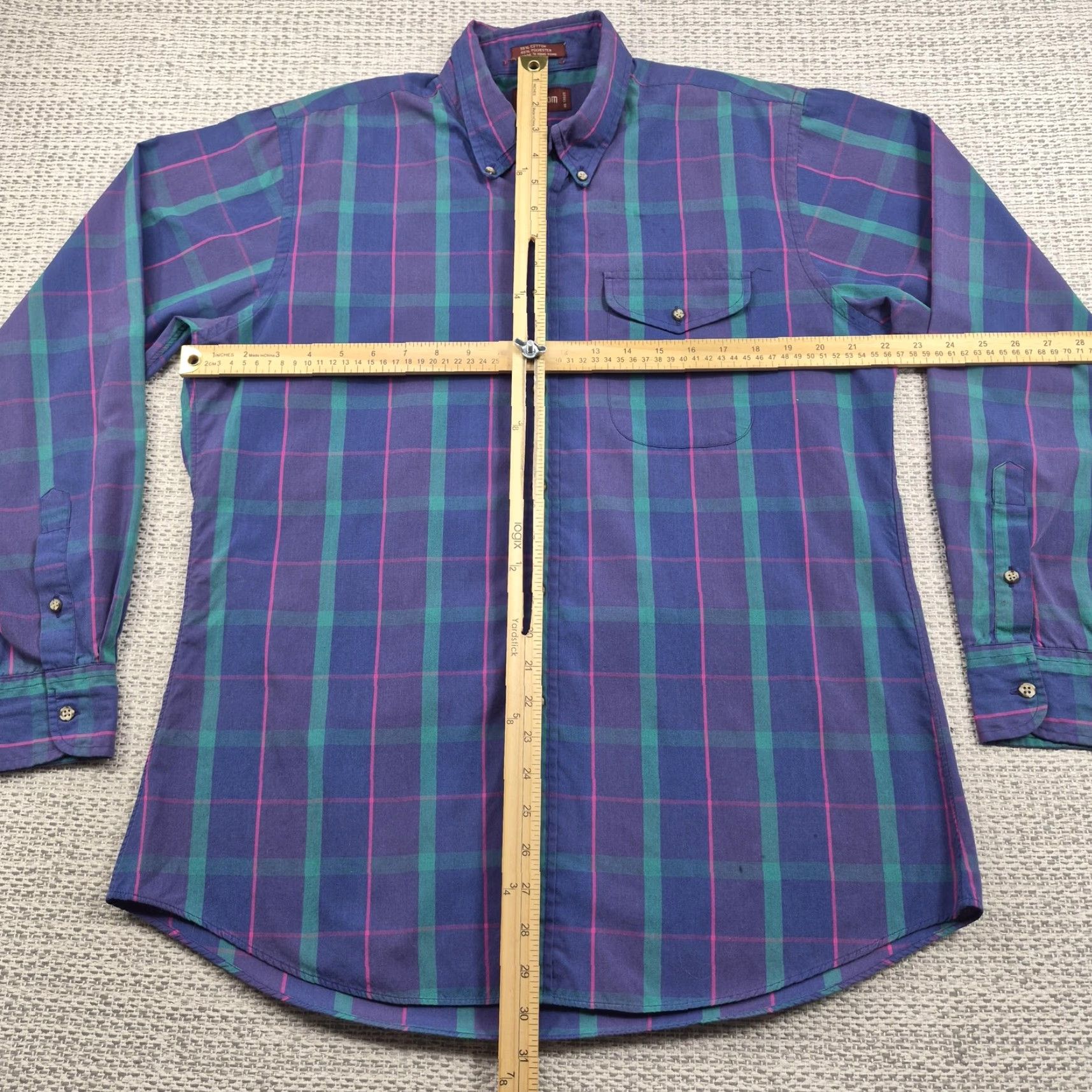 Nordstrom VINTAGE Nordstrom Button Up Shirt Mens L Blue Plaid Long Sleeve Chest Pocket Size US L / EU 52-54 / 3 - 7 Thumbnail