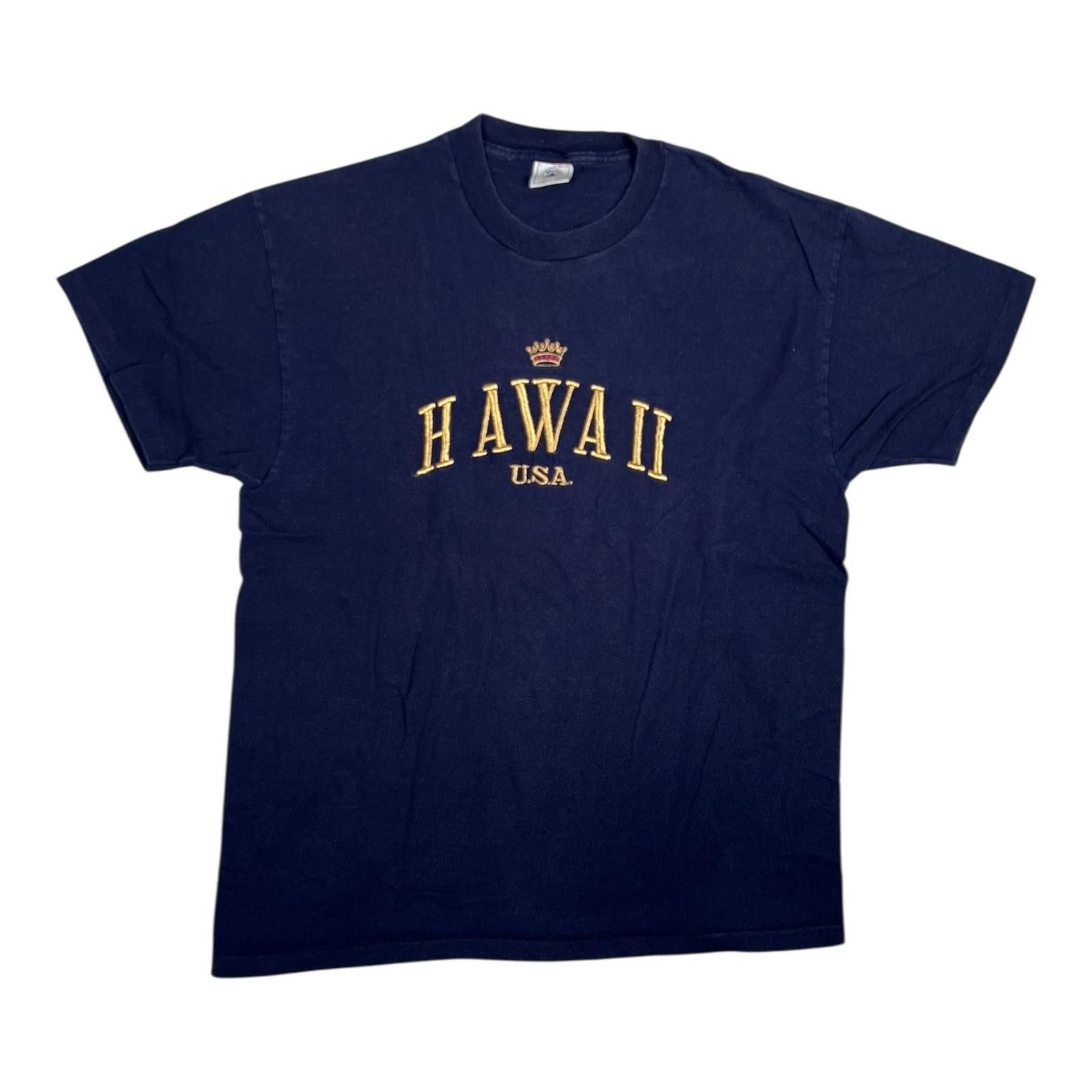 Delta Vintage Hawaii Souvenir USA T-Shirt Mens L Navy Blue Embroid Size US L / EU 52-54 / 3 - 1 Thumbnail