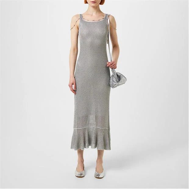 Lanvin o1g2r1mq1024 Embellished Knit Dress in Silver Size XS / US 0-2 / IT 36-38 - 4 Thumbnail