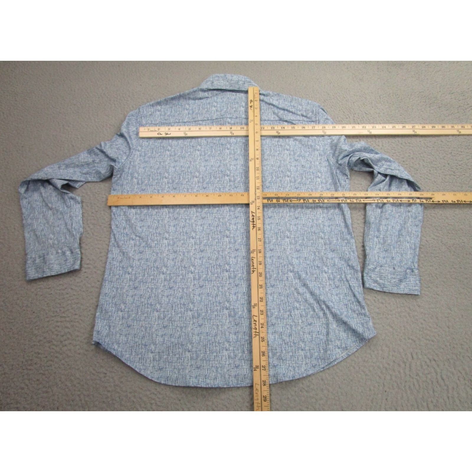 Vintage Buttercloth Shirt Mens Large Blue Slim Preppy Stretch Cotton Button-Up, Long Sleeve, Regular Size, Casual Workwear, Preppy Theme, Mens Size US L / EU 52-54 / 3 - 6 Thumbnail