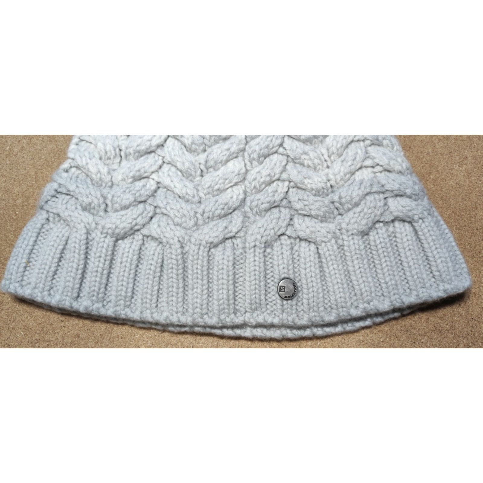 Salomon Salomon Beanie Hat Unisex Adults M Gray Lined Thermal Pom Pom Wool Knit Size ONE SIZE - 6 Thumbnail