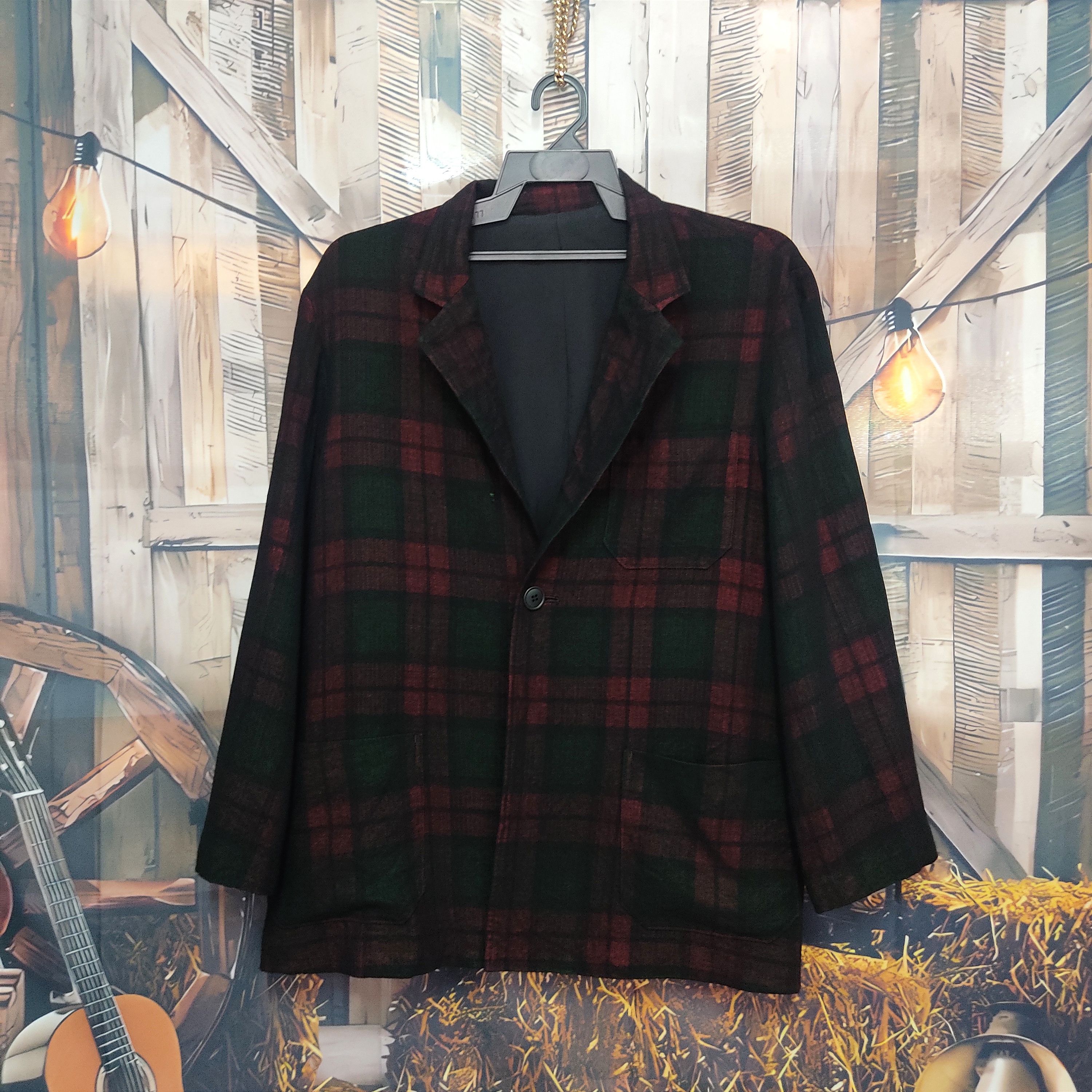 Yohji Yamamoto YOHJI YAMAMOTO Madras Checkers Wool Rayon Blazer Jacket Size US L / EU 52-54 / 3 - 1 Thumbnail