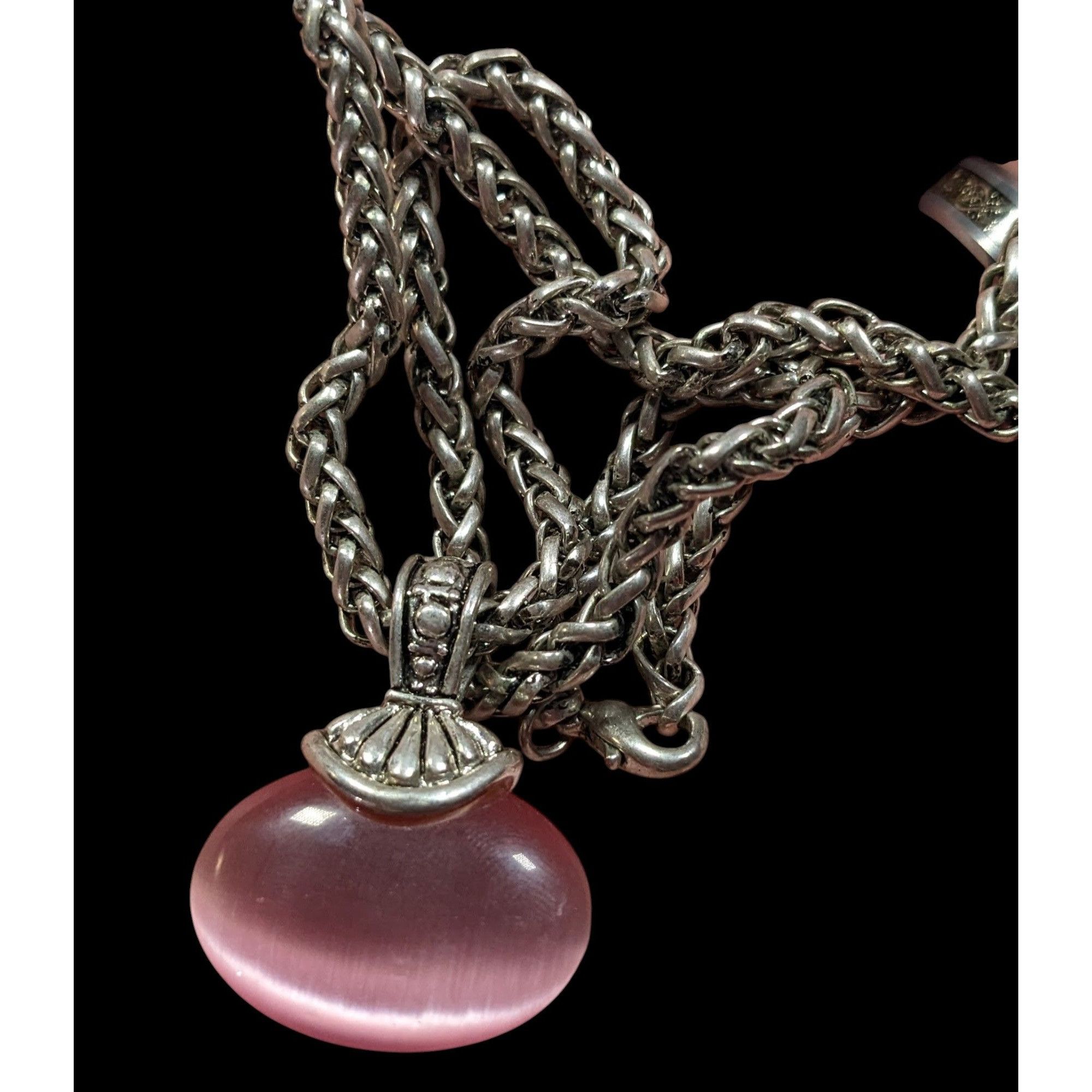 Other Whimsical Fantasy Pink Cat Eye Glass Pendant Necklace Size ONE SIZE - 5 Thumbnail