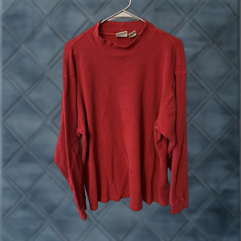 Eddie Bauer VTG Eddie Bauer Long Sleeve Mock Neck Top Red L Cotton USA Men Size US L / EU 52-54 / 3 - 1 Thumbnail