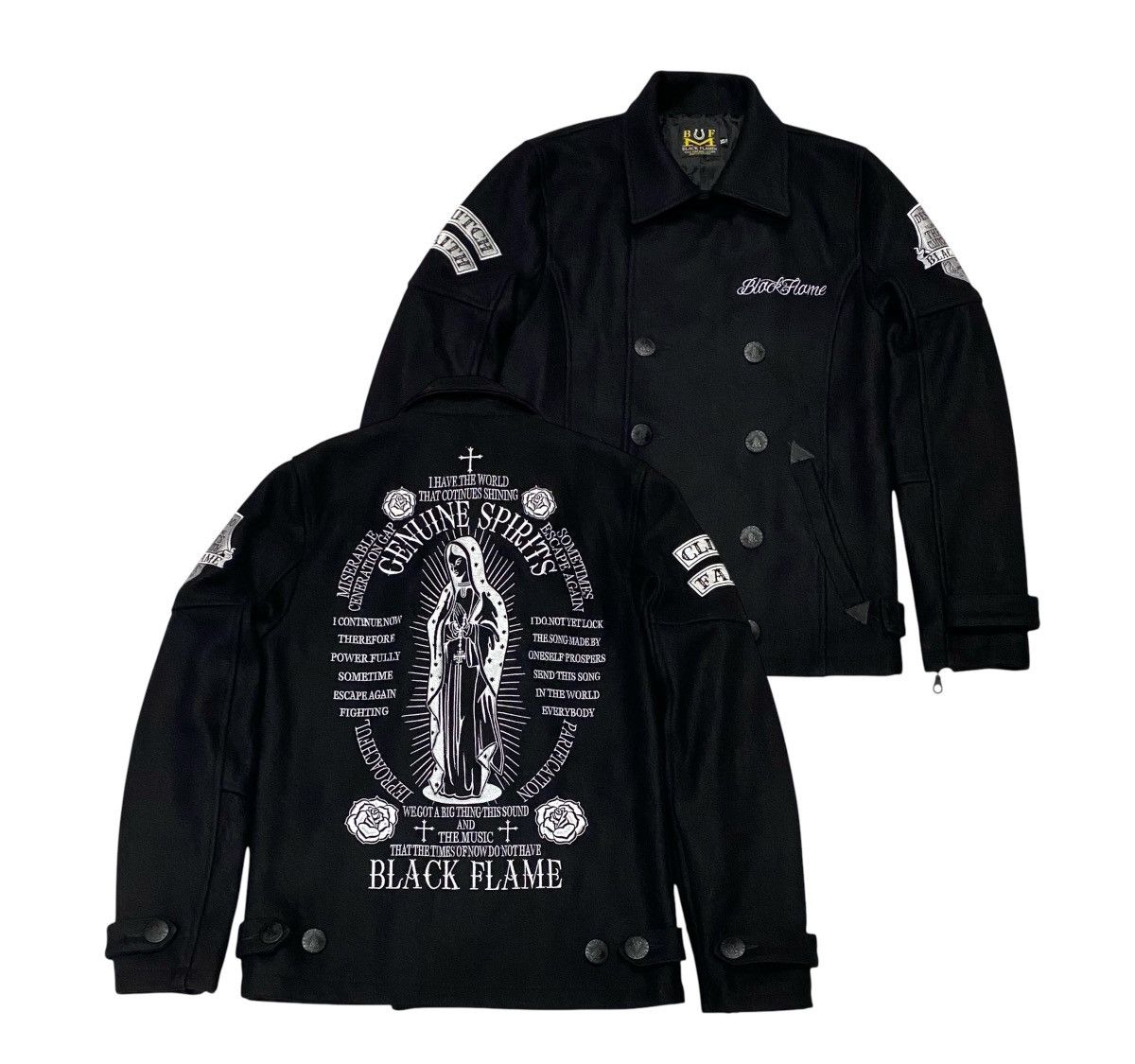 Japanese Brand Black Flame Wool Jacket Size US S / EU 44-46 / 1 - 1 Thumbnail