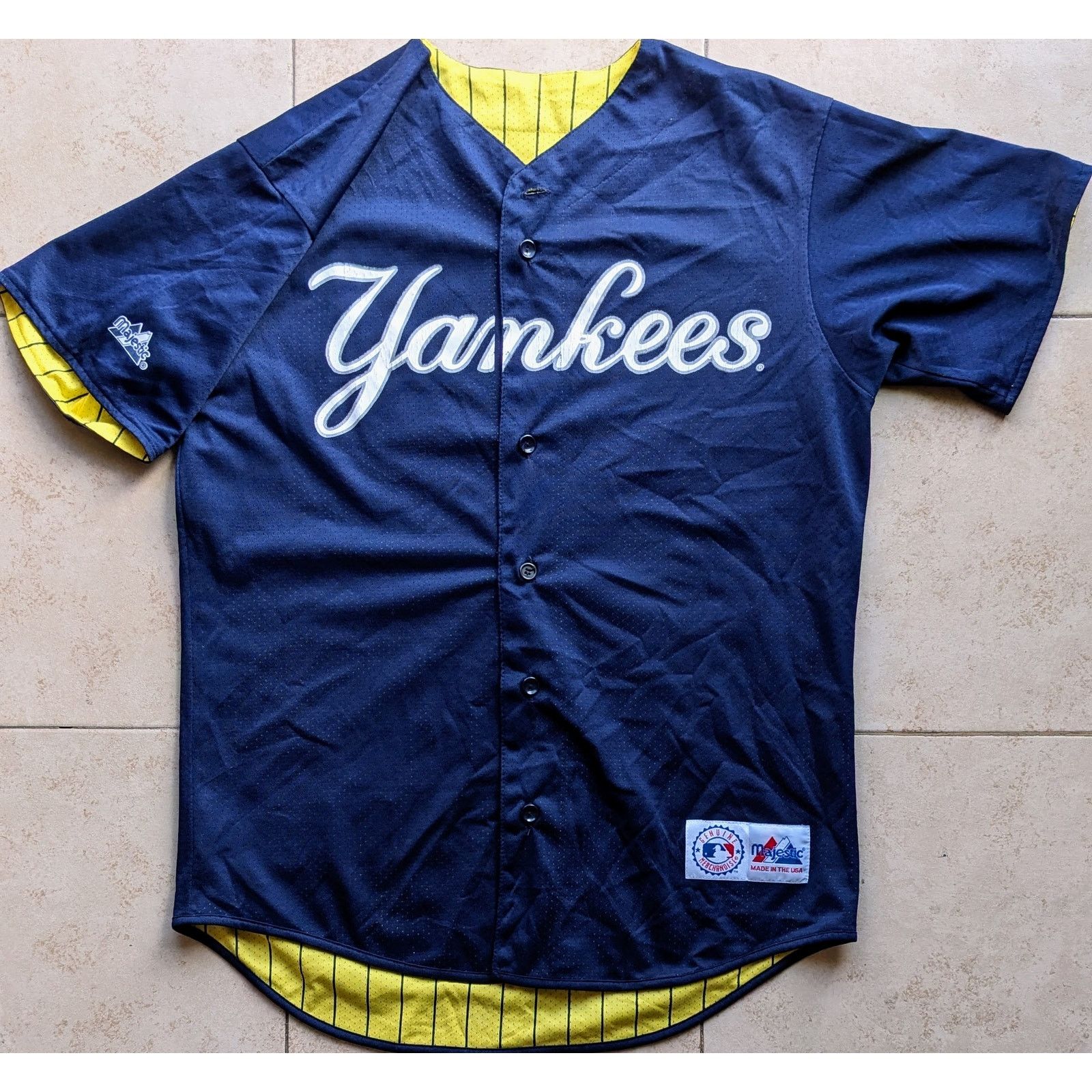 MLB × Majestic NY Yankees DOUBLE Color jersey M mustard navy MLB vtg Size US M / EU 48-50 / 2 - 4 Thumbnail