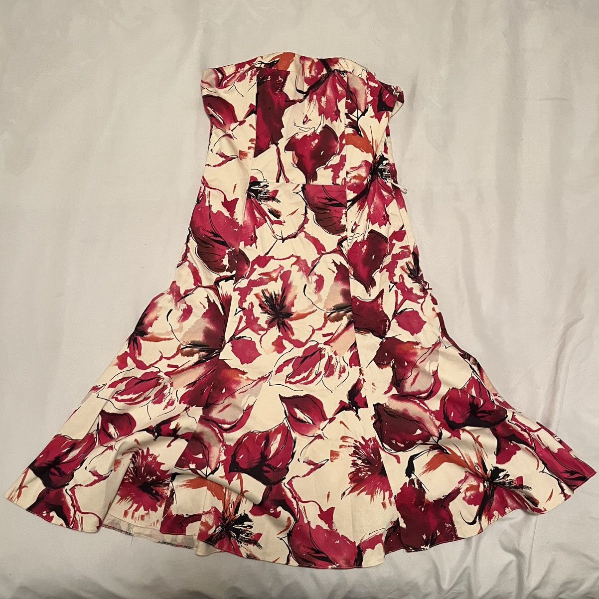 Vintage Wallis Red and White Flower Petal Dress Size L / US 10 / IT 46 - 1 Thumbnail