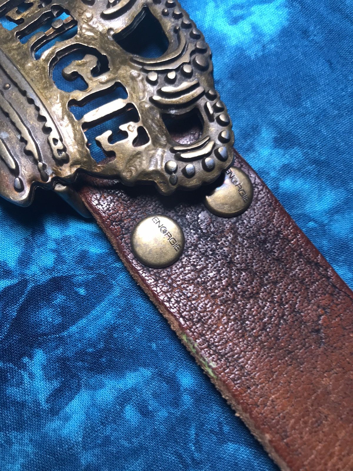 Energie Vintage Leather Belt ENERGIE Y2K Size 34 - 8 Thumbnail