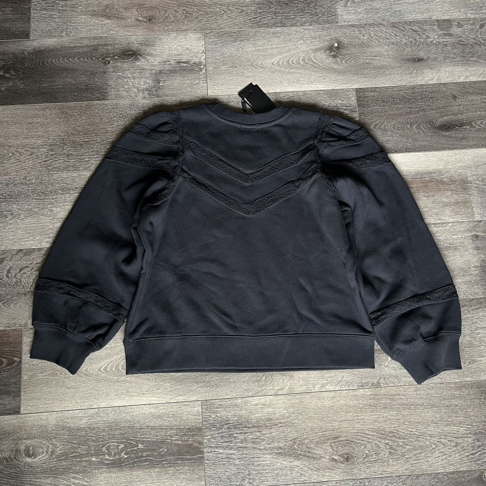 Rails New with Tags Rails Isles Lace Inset Cotton Sweatshirt Black Size L / US 10 / IT 46 - 2 Thumbnail