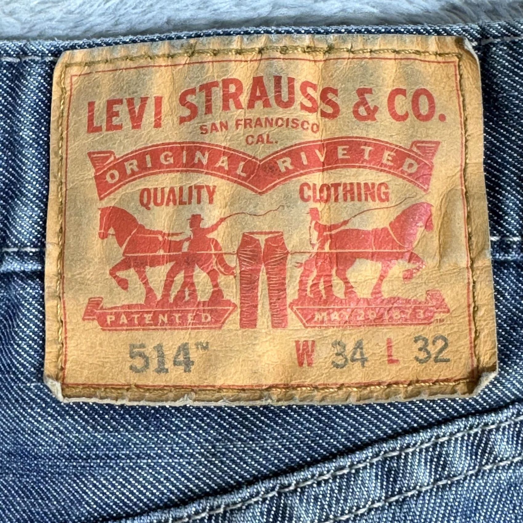 Levi's Levi's 514 Jeans Mens 34x32 Blue Whiskered Straight Denim Pants Hem Wear 5-Pocket Size US 34 / EU 50 - 3 Thumbnail