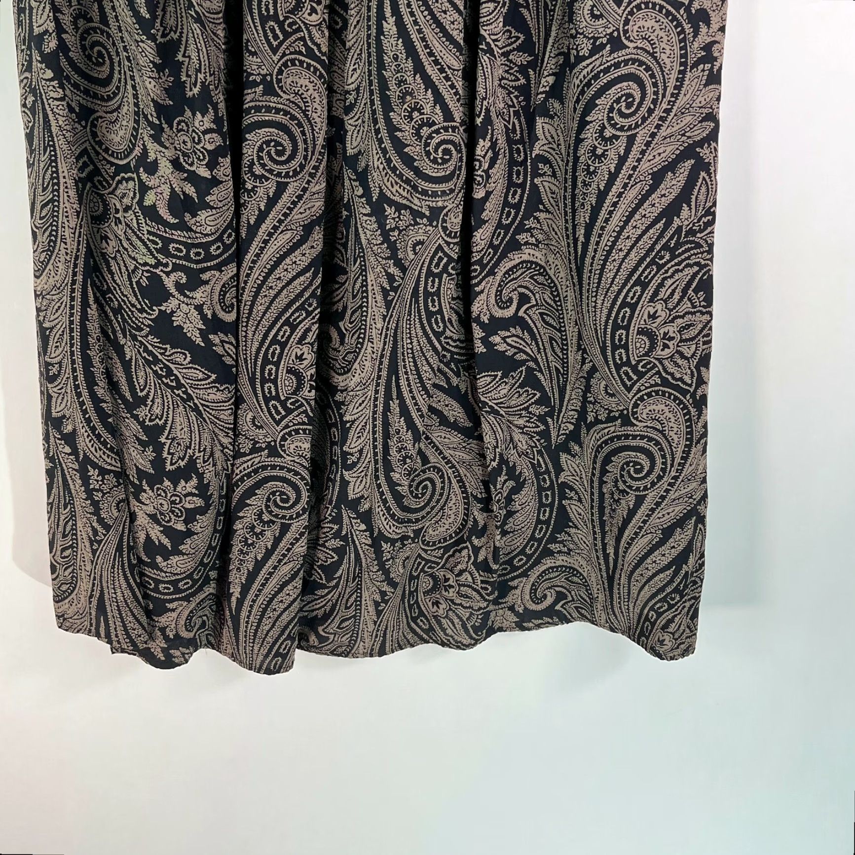 Vintage Peters & Ashley Womens Pleated Front Paisley Print Black A-Line Skirt Size 16 Size 38" / US 16 / IT 52 - 4 Thumbnail