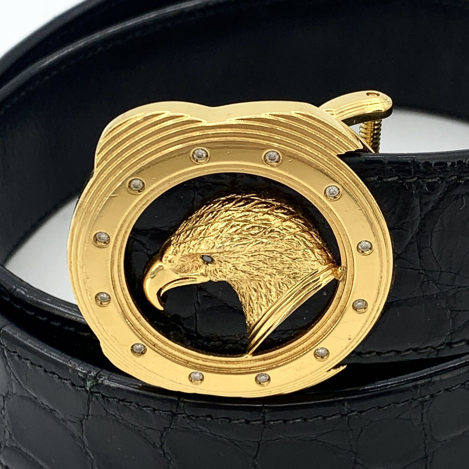 Stefano Ricci Stefano Ricci Black Crocodile Leather Eagle Belt (107×4cm) Size ONE SIZE - 9 Thumbnail