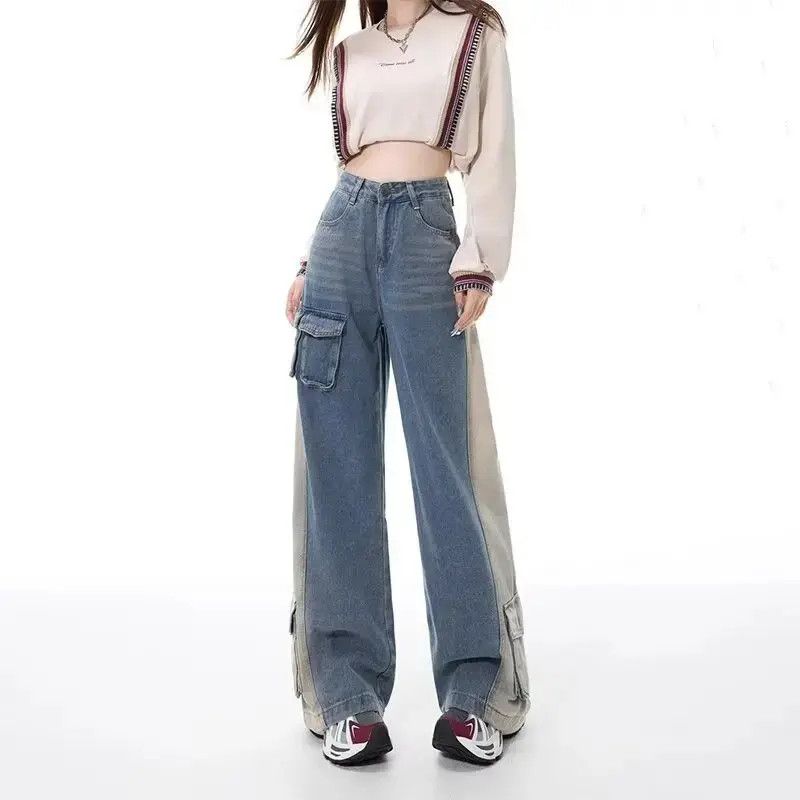 Japanese Brand Retro color blocked loose wide leg jeans Size US 30 / EU 46 - 3 Thumbnail