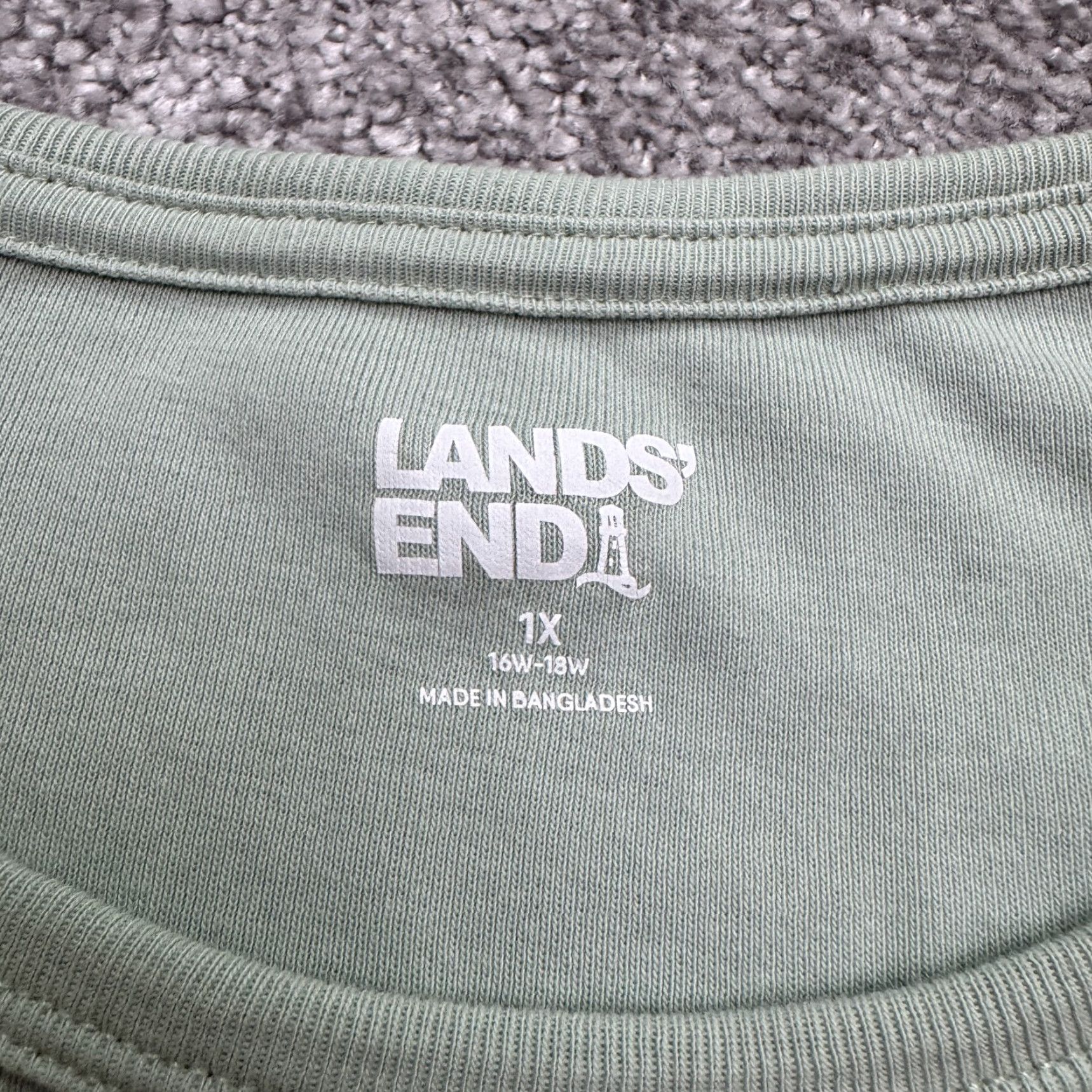 Lands' End Lands' End Plus Size 1X Long Sleeve T-Shirt Women Crew Neck Cotton Sage Green Casual Classic Size XL / US 12-14 / IT 48-50 - 6 Thumbnail