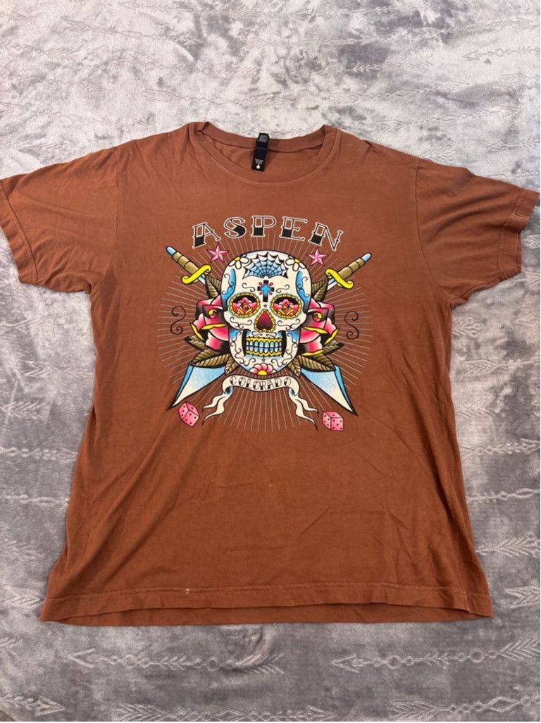 Other Men's Alternative T-shirt Size L Brown Aspen Colorado Skull Size US L / EU 52-54 / 3 - 2 Thumbnail