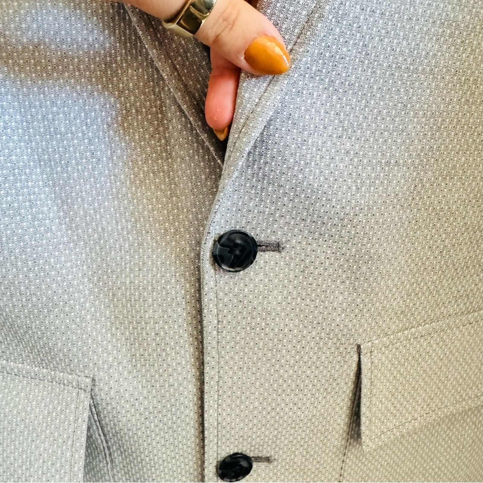 Asos ASOS Grey Gray White Linen Boxy Button Blazer Sport Coat 38 Size 38R - 6 Thumbnail