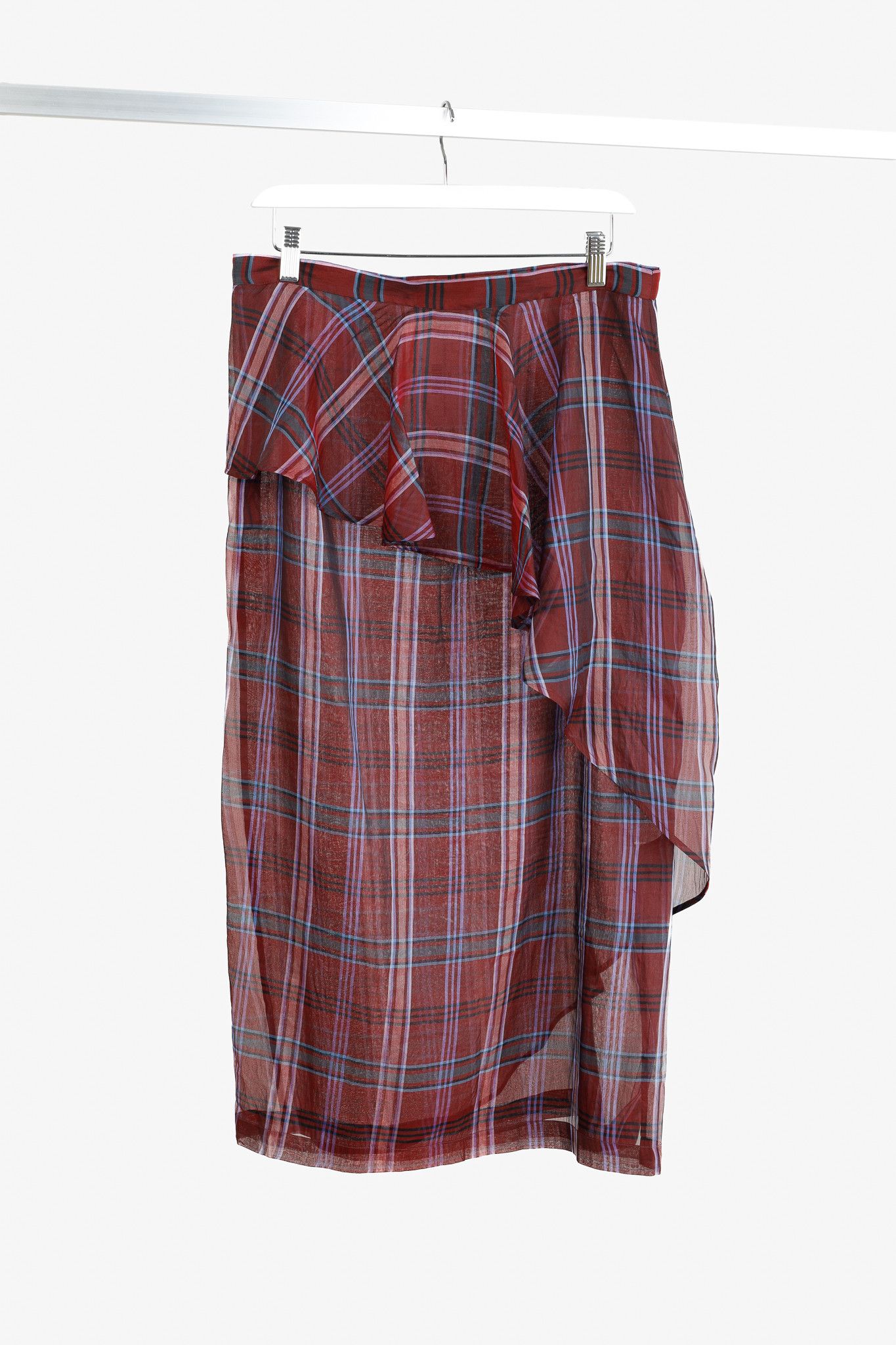Dries Van Noten Dries Van Noten SS/13 Runway Silk Tartan Draped Midi Skirt Size 28" / US 6 / IT 42 - 2 Thumbnail