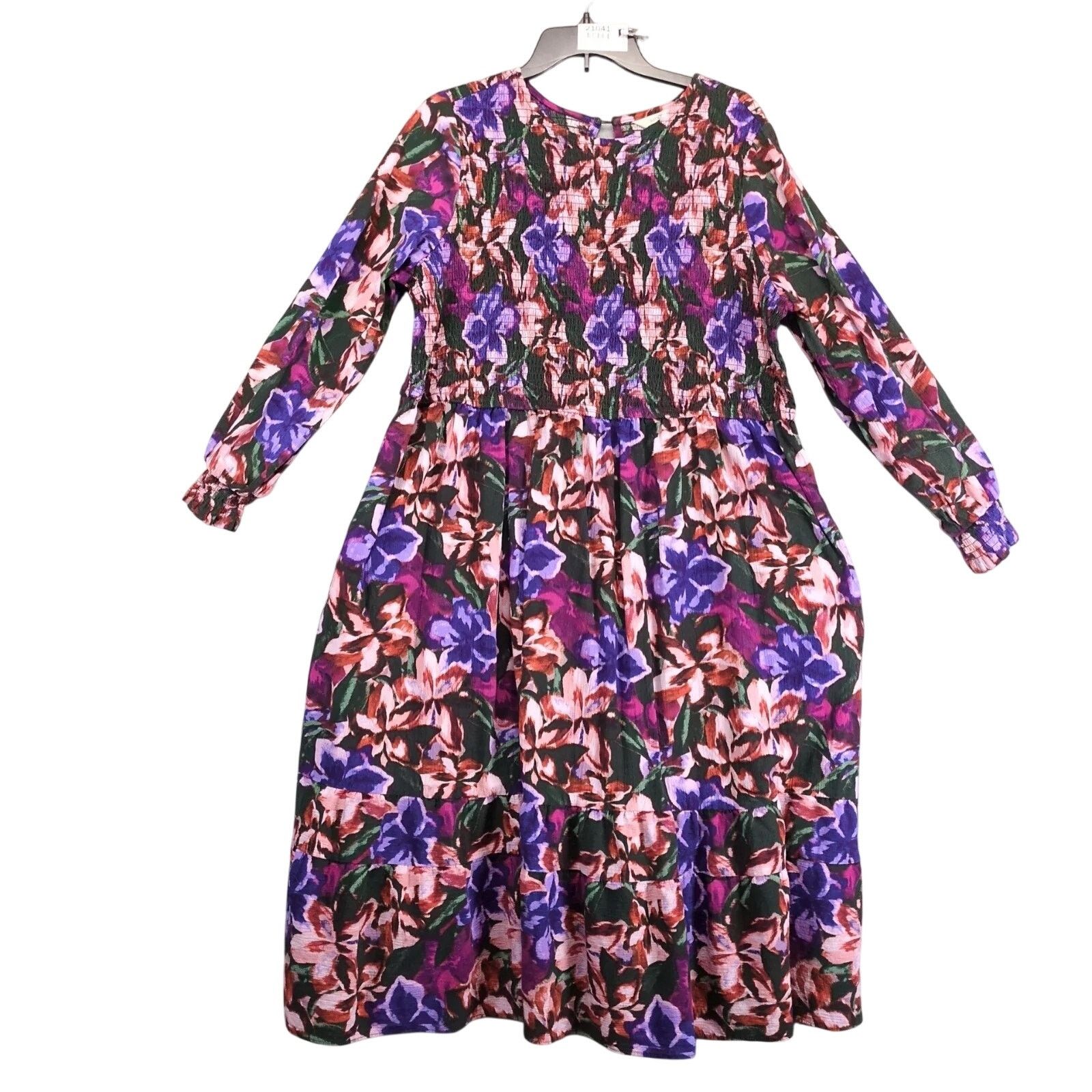 Other Terra & Sky Floral Tiered Smocked Midi Dress Plus Size 2X Size XXL / US 16-18 / IT 52-54 - 1 Thumbnail