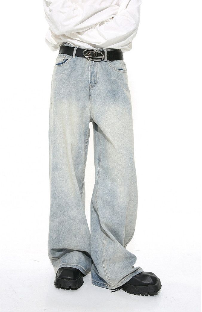 Japanese Brand × Jean Washed light blue straight distressed jeans Size US 32 / EU 48 - 5 Thumbnail