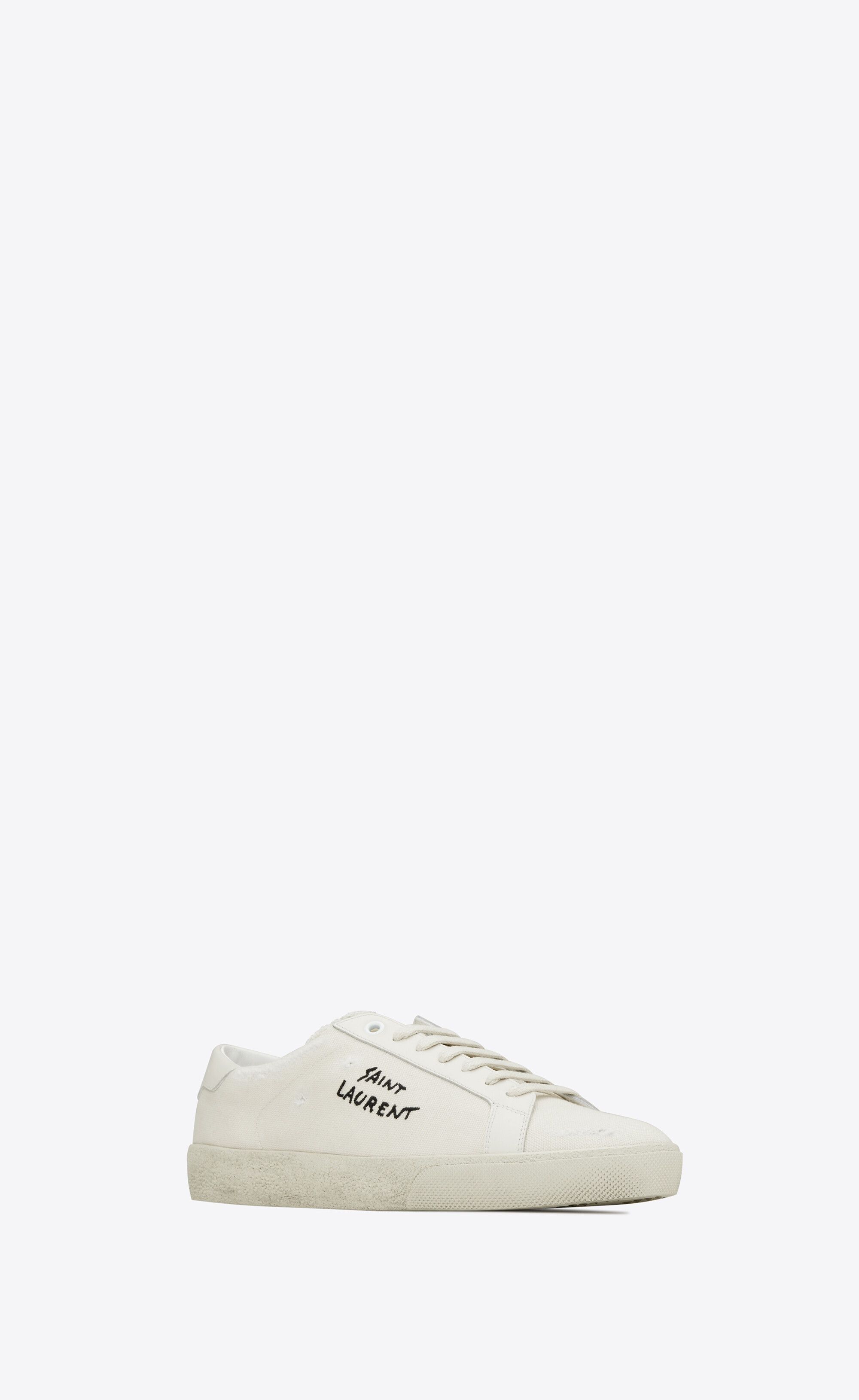 Saint Laurent Paris o1s1wg111125 Court Classic sl/06 Embroidered Sneakers Size US 6.5 / IT 36.5 - 4 Thumbnail
