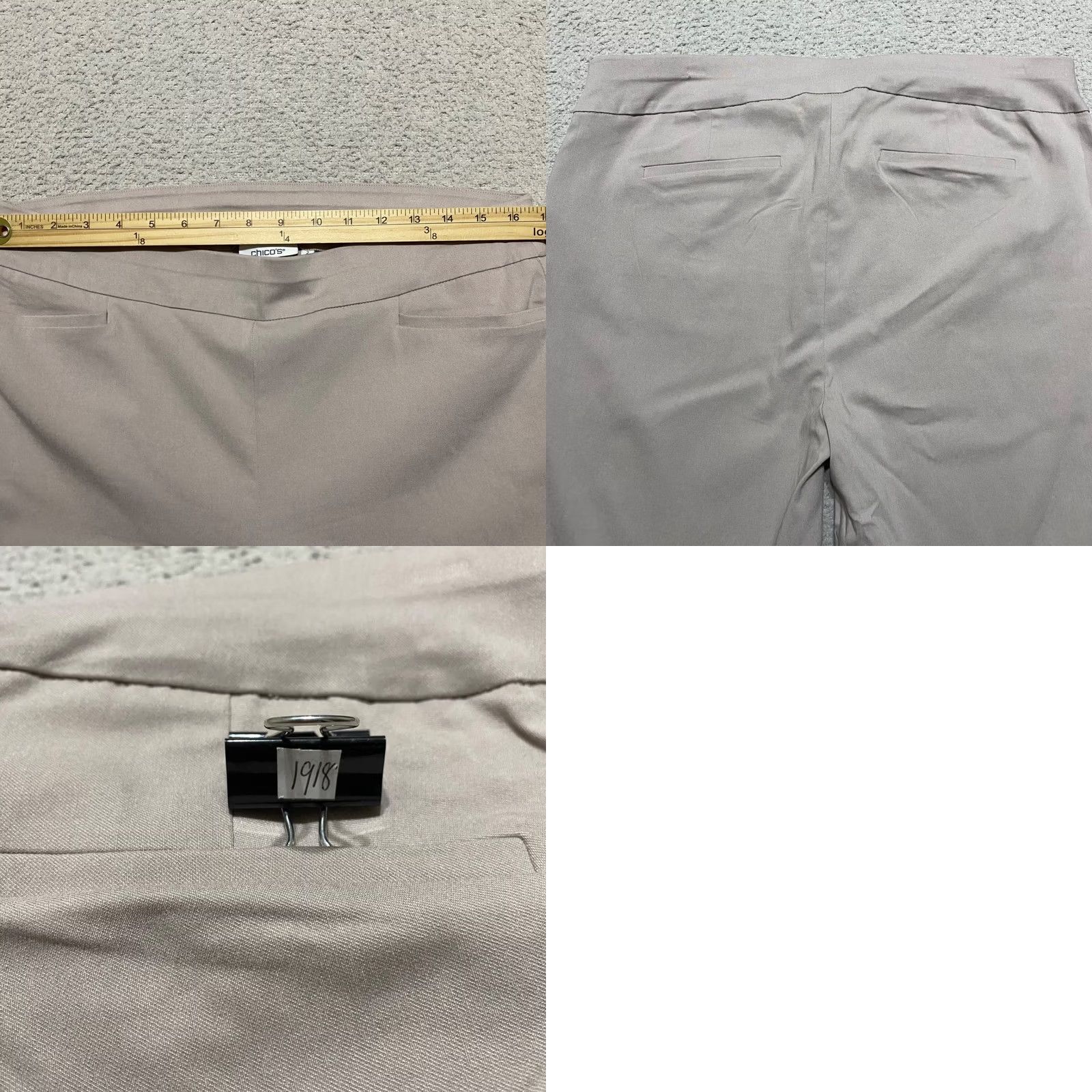 Vintage Chico'S Pants Womens 12 Beige Pull Ankle Faux Pearl High Rise Business Casual Size 34" / US 12 / IT 48 - 8 Thumbnail