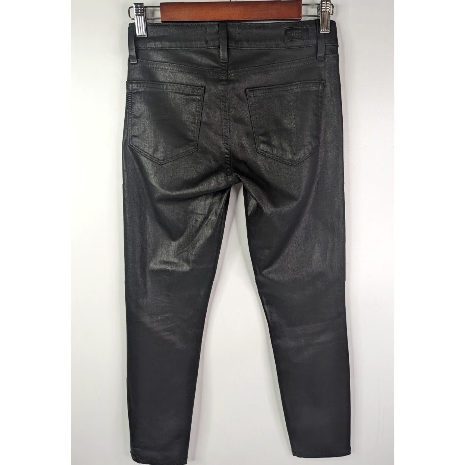 Paige PAIGE Verdugo Ankle Jeans Coated Black Silk Pants Women's Size 25 Lyocell Jeans Coated Black Silk Pants Women's 25 Paige Verdugo Black Size 42" / US 20 - 4 Thumbnail