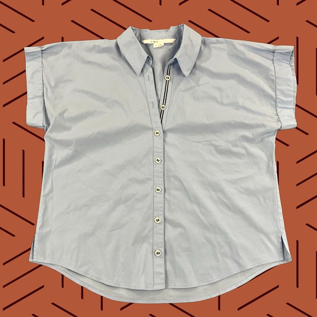 Veronica Beard VERONICA BEARD Shirt Womens Size 12 Blue Short Sleeve Button-Up Casual Workwear Size XL / US 12-14 / IT 48-50 - 1 Thumbnail